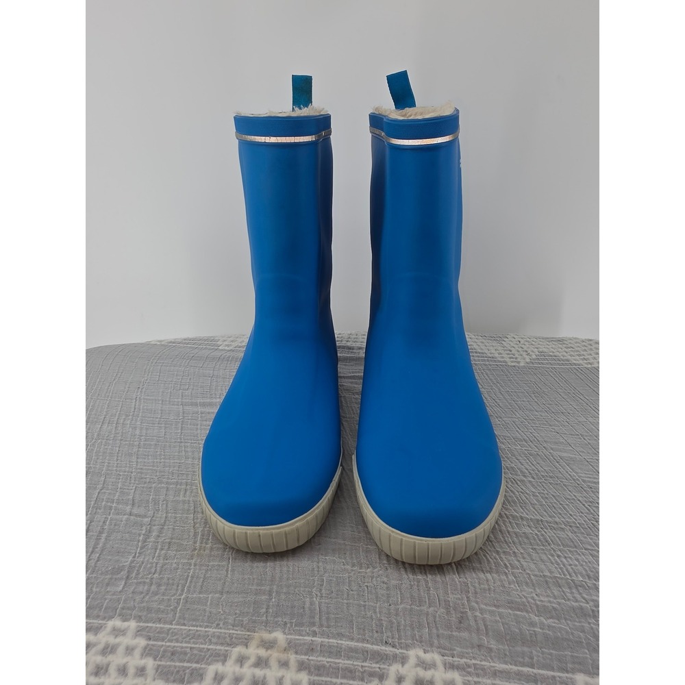 Tretorn Women Blue Rubber Rain Boots Faux Fur Lined Mid Calf Size 40